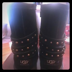 Girls black Uggs with stud detail